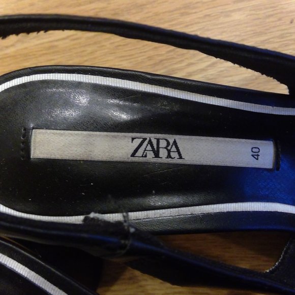 Black ZARA Sling Back Heels - Picture 3 of 4